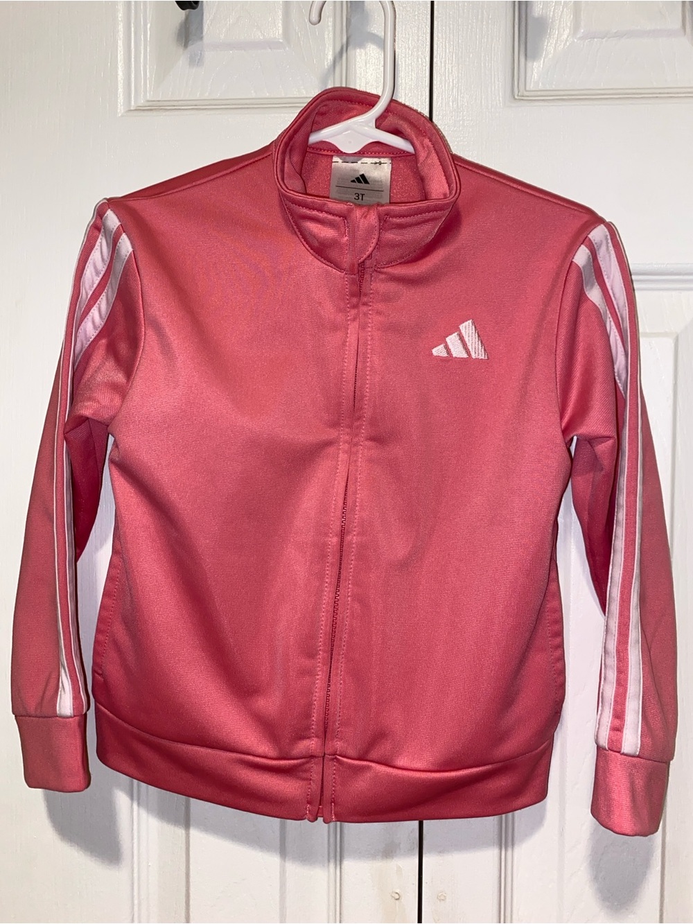 adidas Kids Pink Full-Zip Jacket with White Stripes Size 3T